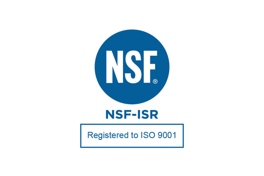 NSF logo with 'NSF-ISR' and 'Registered to ISO 45001' text on a white background